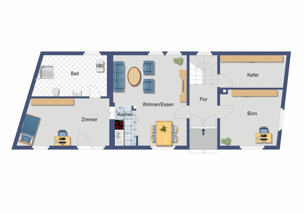 Grundriss Erdgeschoss (nicht maßstabsgetreu)