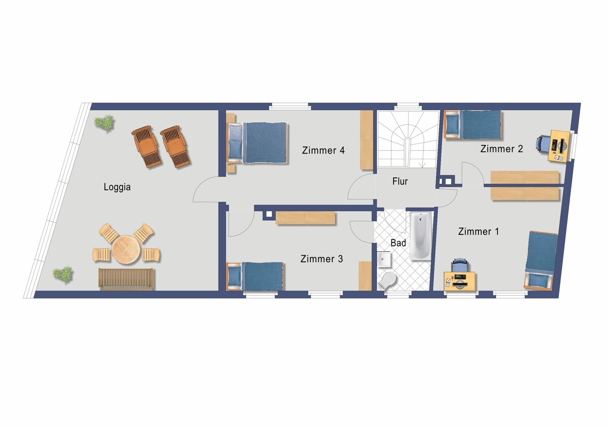 Grundriss Obergeschoss (nicht maßstabsgetreu)