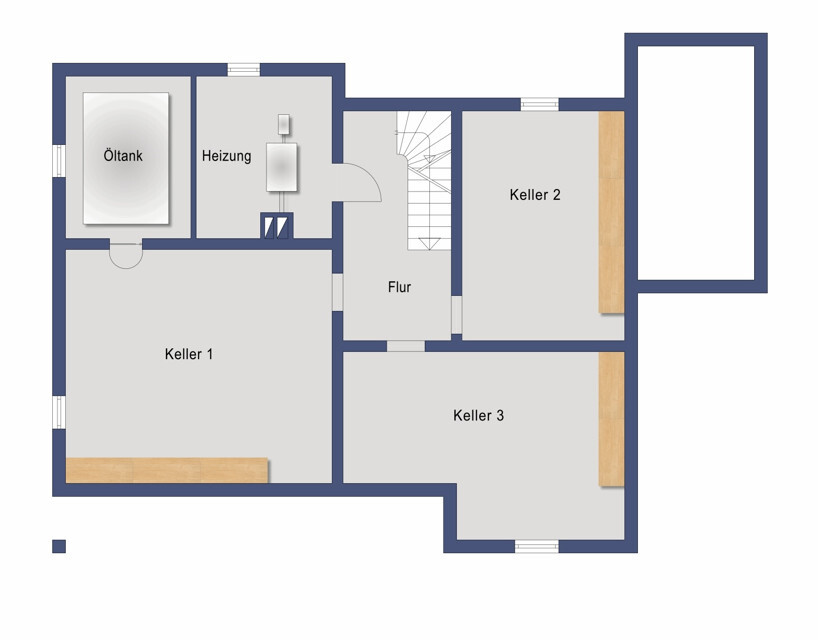 Grundriss Kellergeschoss (nicht maßstabsgetreu)