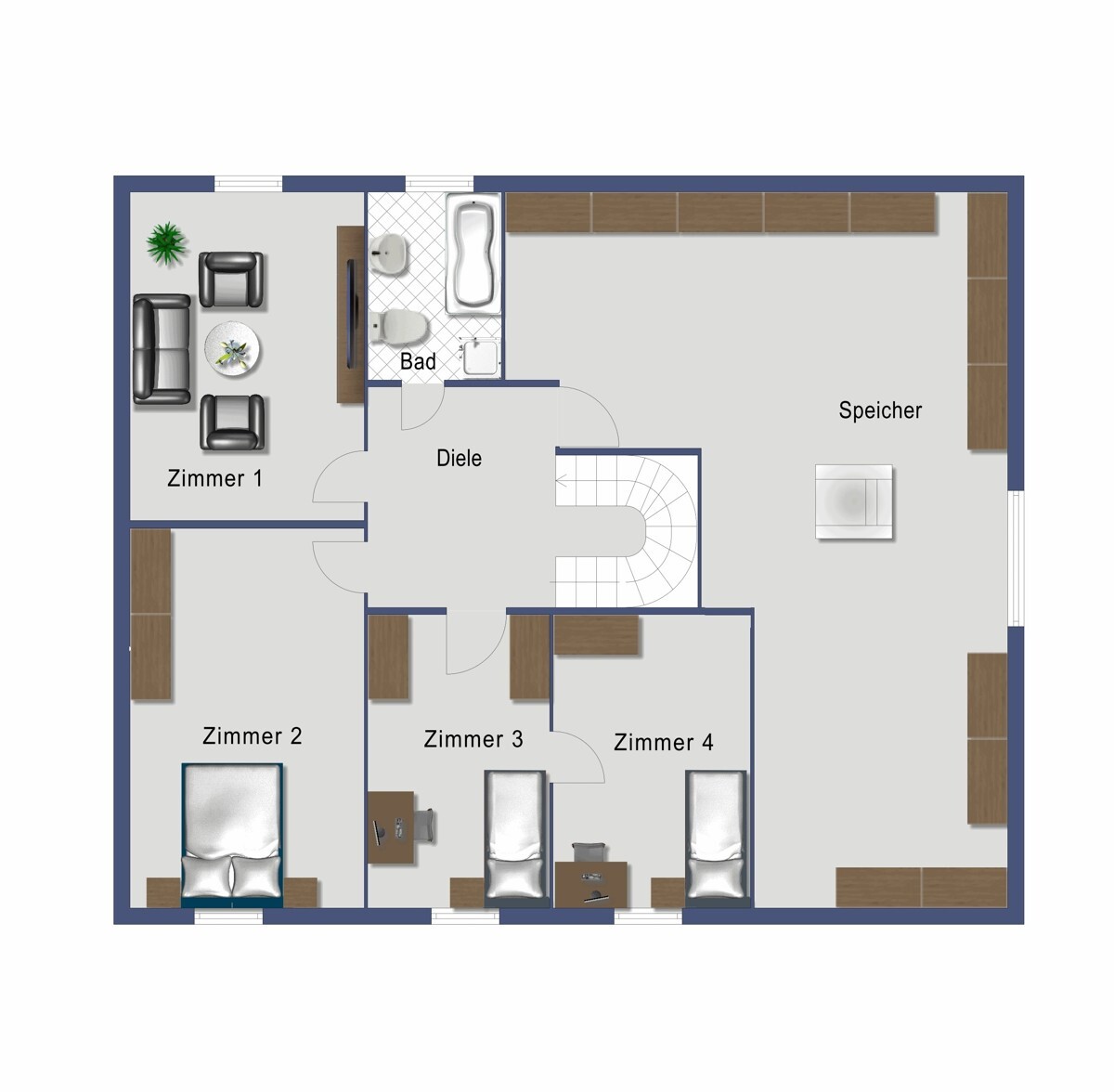 Grundriss Obergeschoss (nicht maßstabsgetreu)