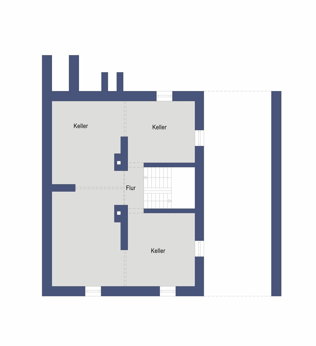 Grundriss Kellergeschoss (nicht maßstabsgetreu)