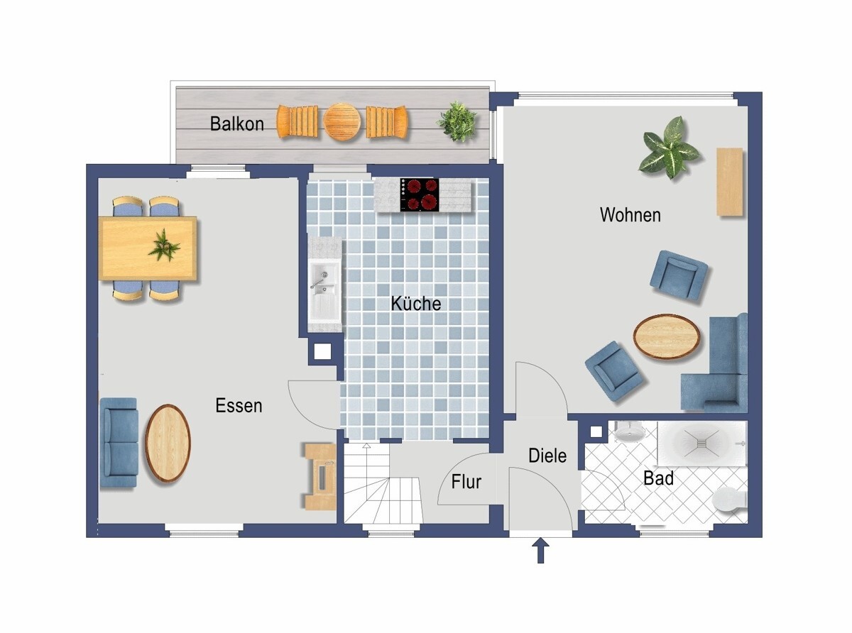 Grundriss Erdgeschoss (nicht maßstabsgetreu)