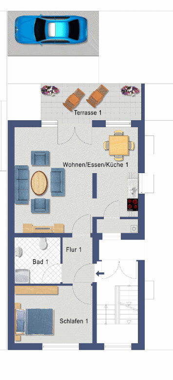 Grundriss Erdgeschoss links (Nicht maßstabsgetreu)