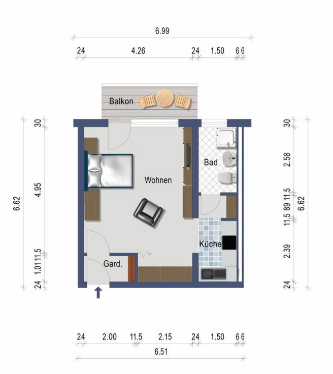 Grundriss (Nicht maßstabsgetreu)