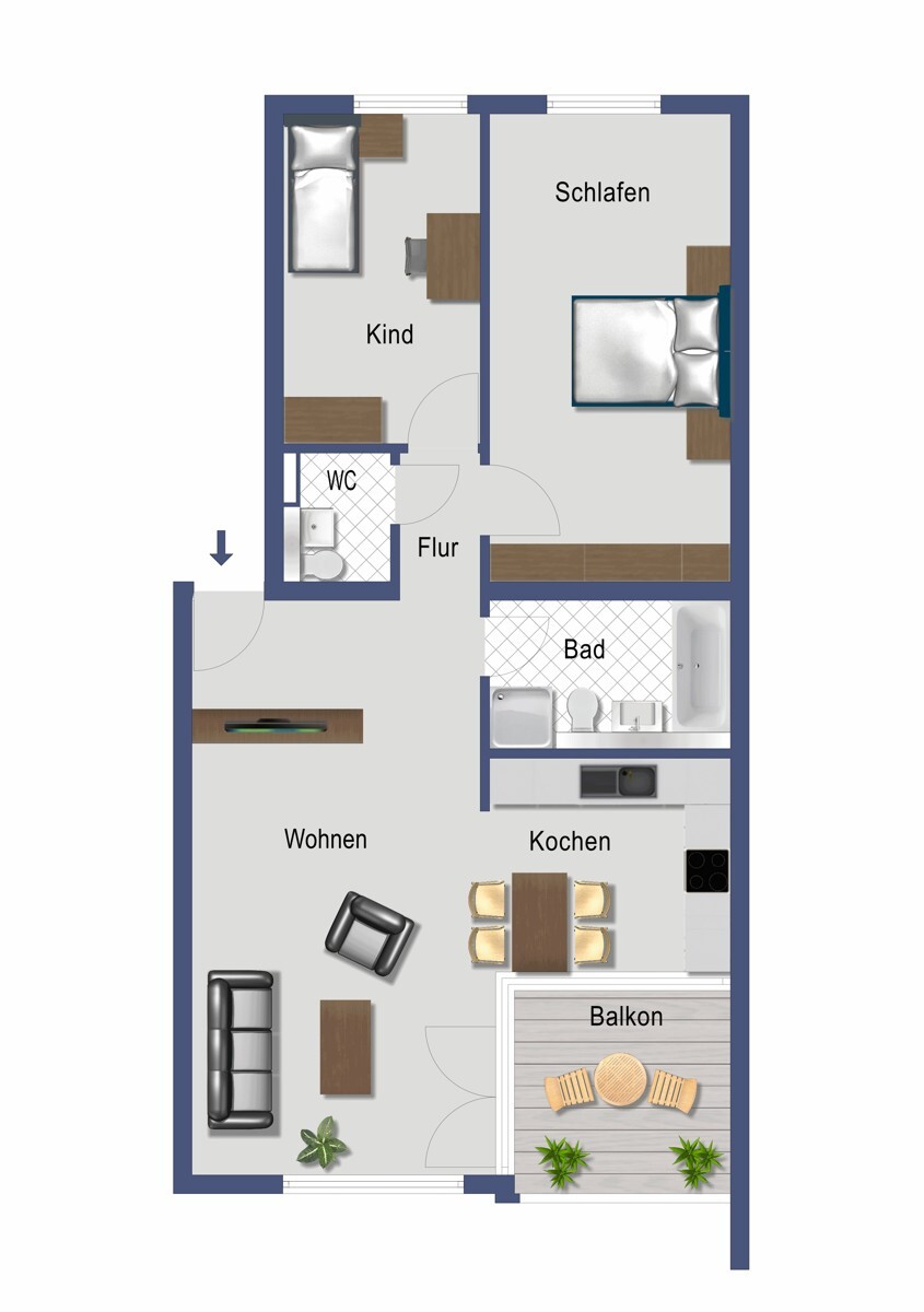 Grundriss (nicht maßstabsgetreu)