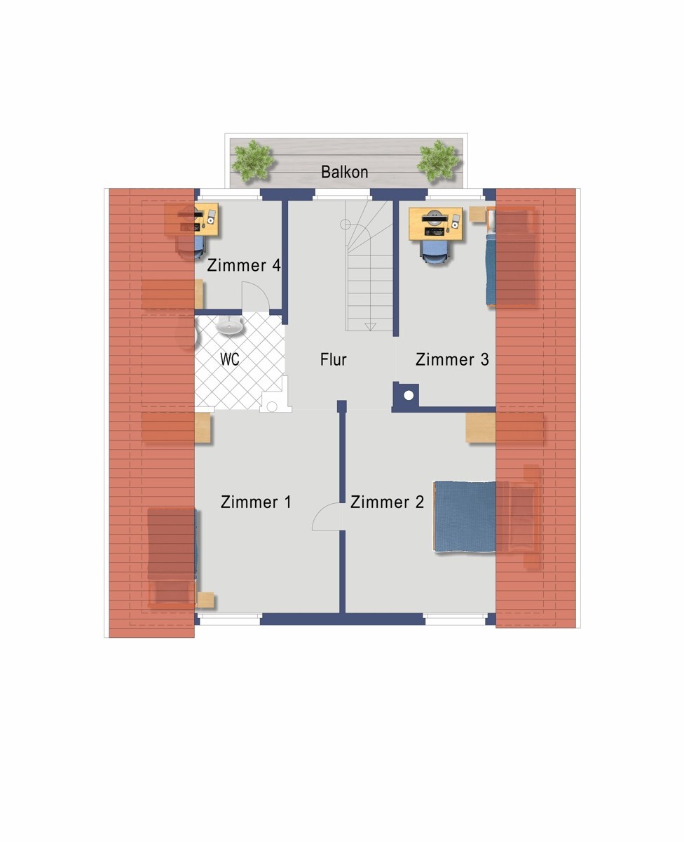 Grundriss Obergeschoss (Nicht maßstabsgetreu)