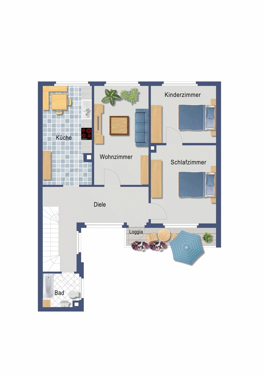 Grundriss Obergeschoss (Nicht maßstabsgetreu)