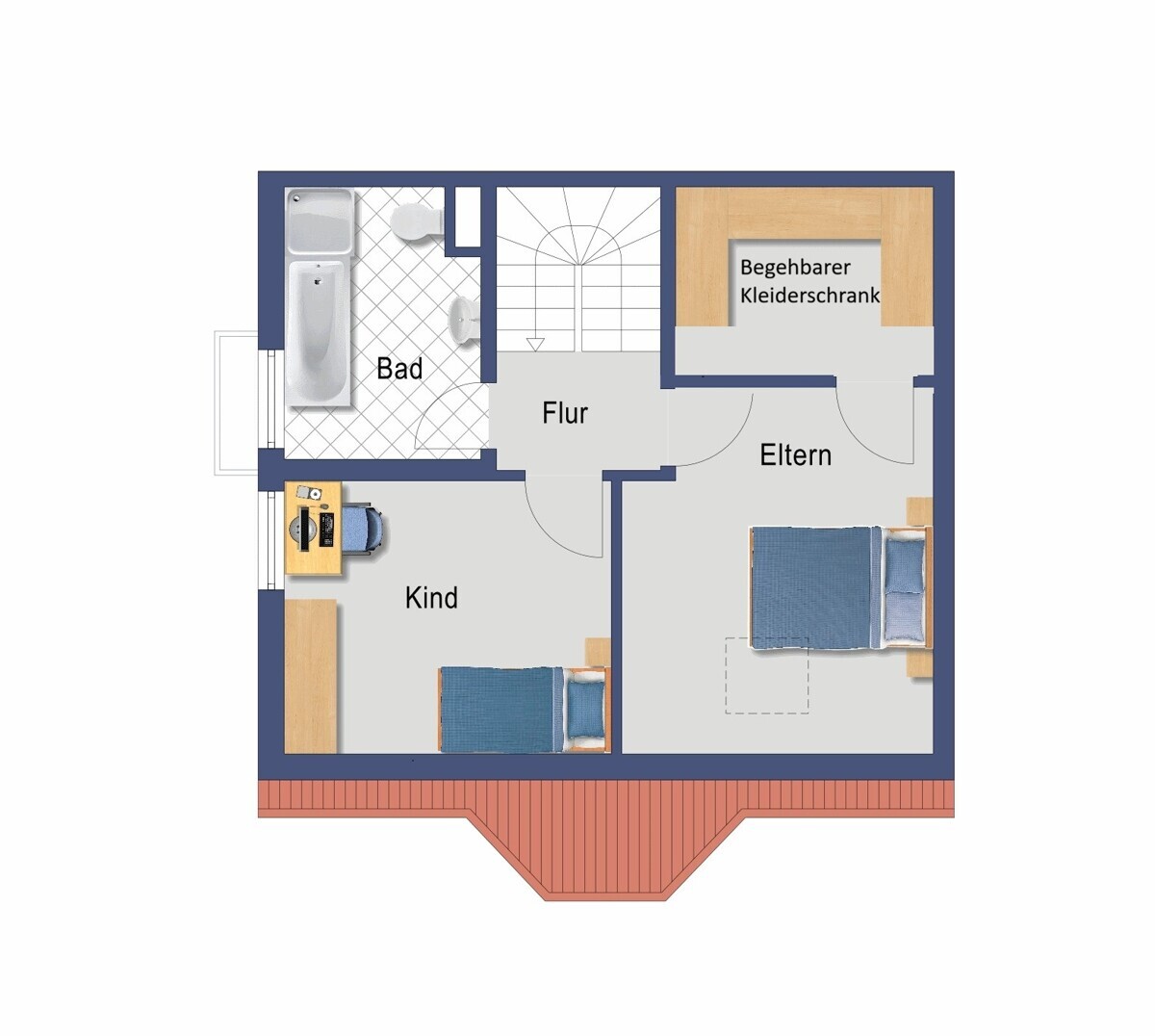 Grundriss Obergeschoss (Nicht maßstabsgetreu)