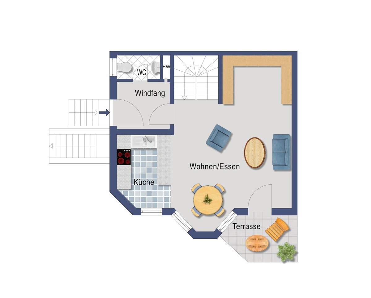 Grundriss Ergdgeschoss (Nicht maßstabsgetreu)