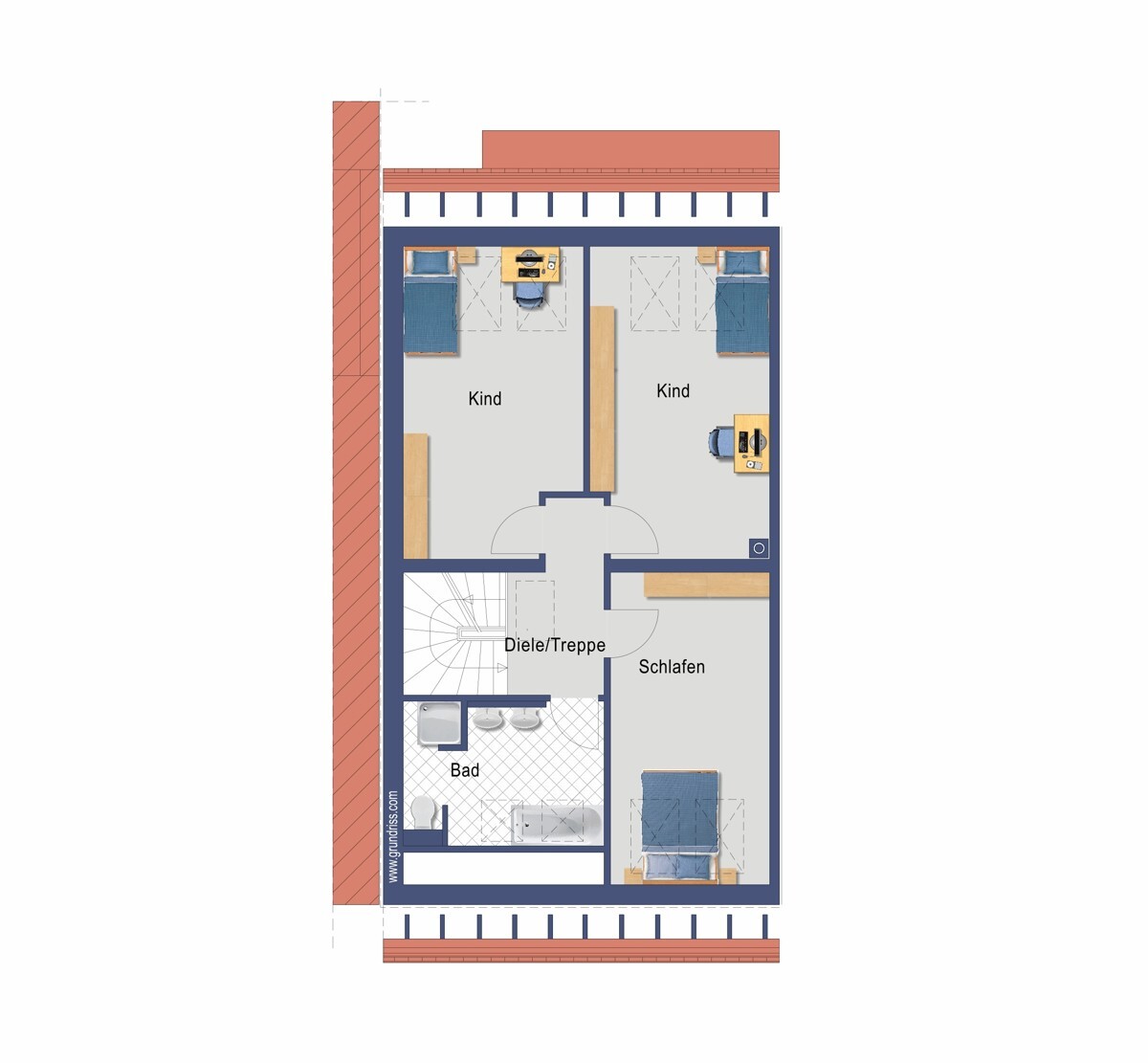Grundriss Dachgeschoss links (Nicht maßstabsgetreu)