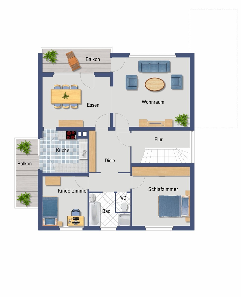 Grundriss Obergeschoss (Nicht maßstabsgetreu)