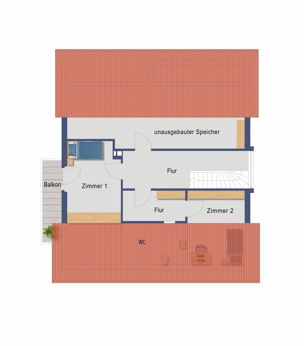 Grundriss Dachgeschoss (Nicht maßstabsgetreu)