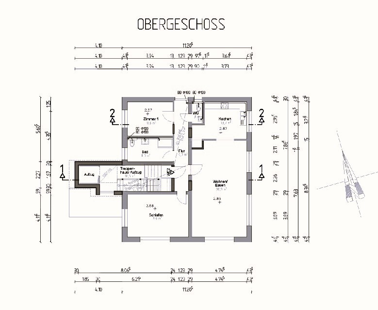 Grundriss Obergeschoss (Nicht maßstabsgetreu)
