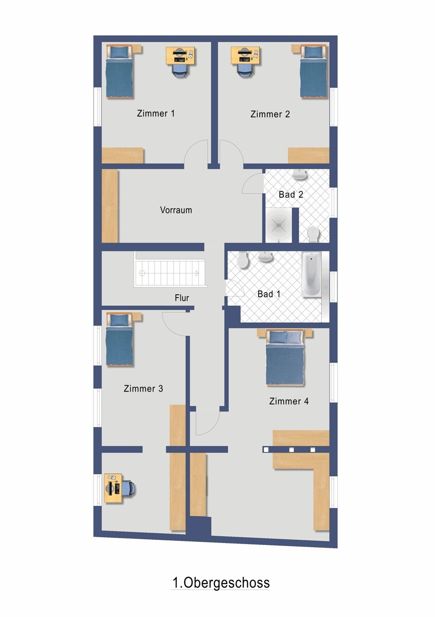 Grundriss Obergeschoss (Nicht maßstabsgetreu)