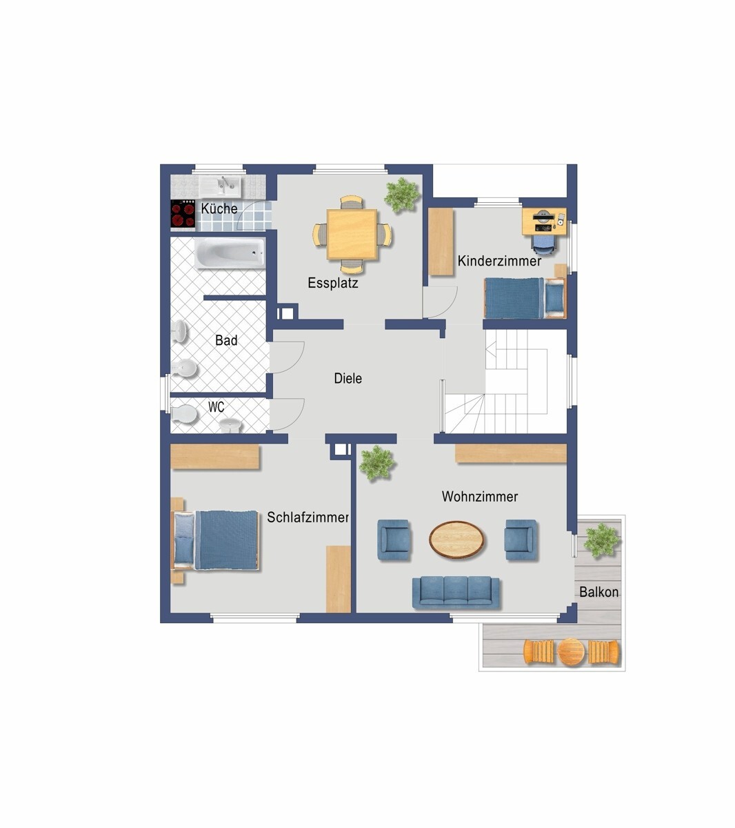 Grundriss Obergeschoss (Nicht maßstabsgetreu)