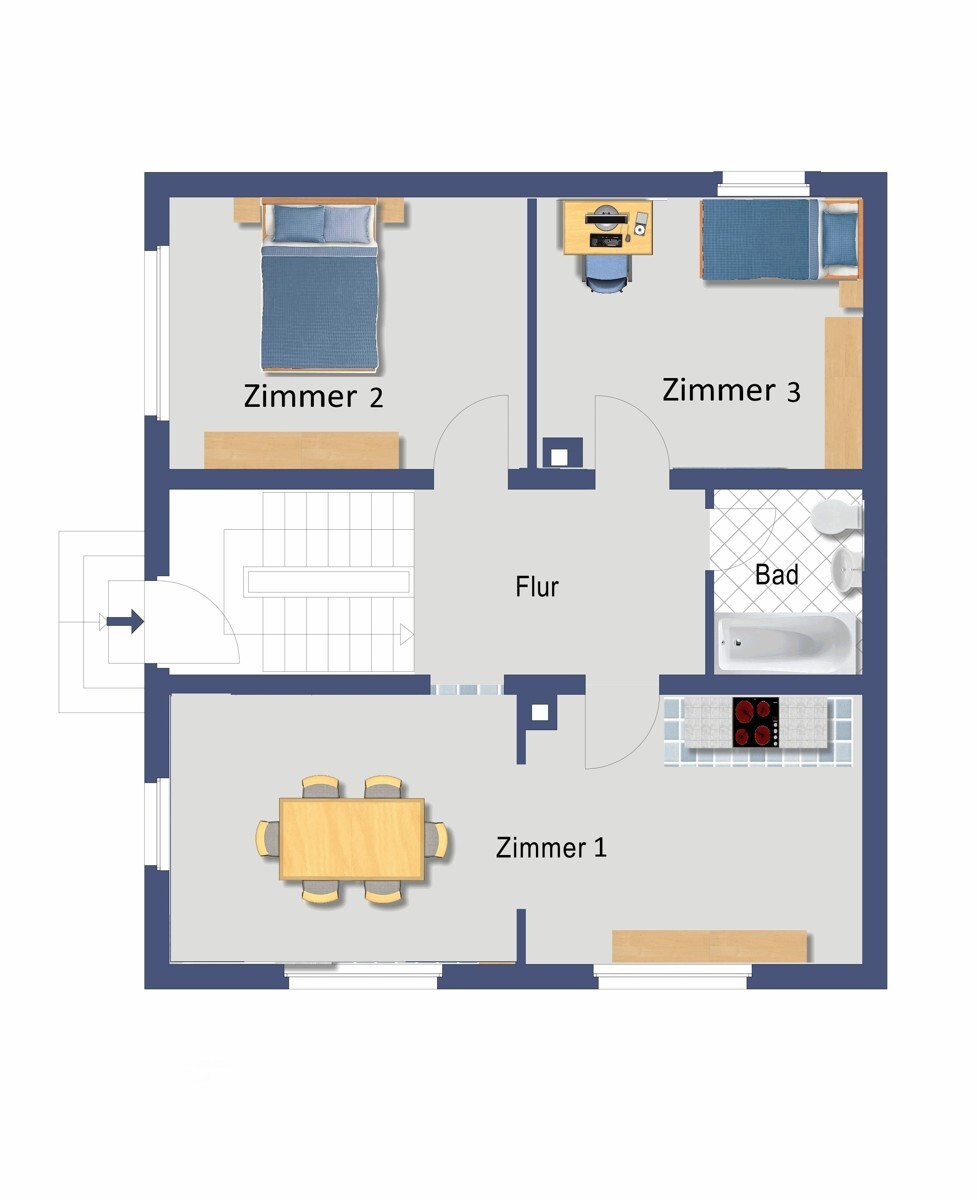 Grundriss Obergeschoss (Nicht maßstabsgetreu)