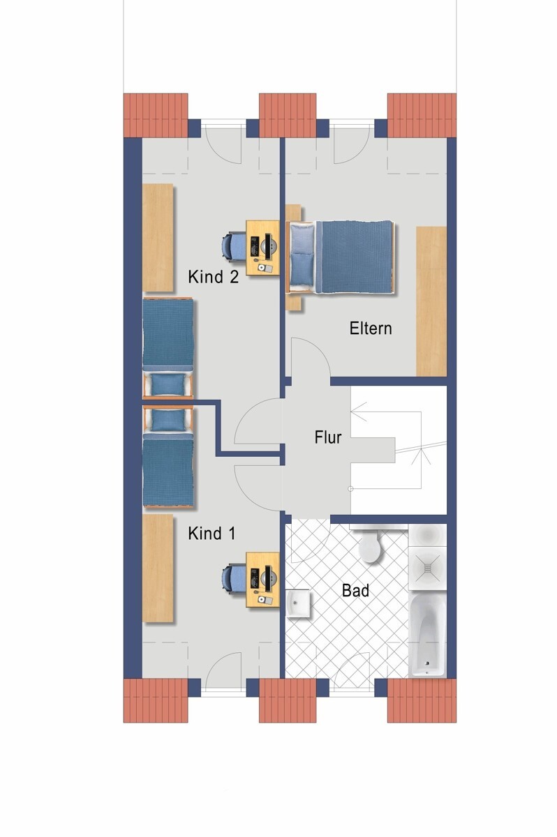 Grundriss Obergeschoss (Nicht maßstabsgetreu)