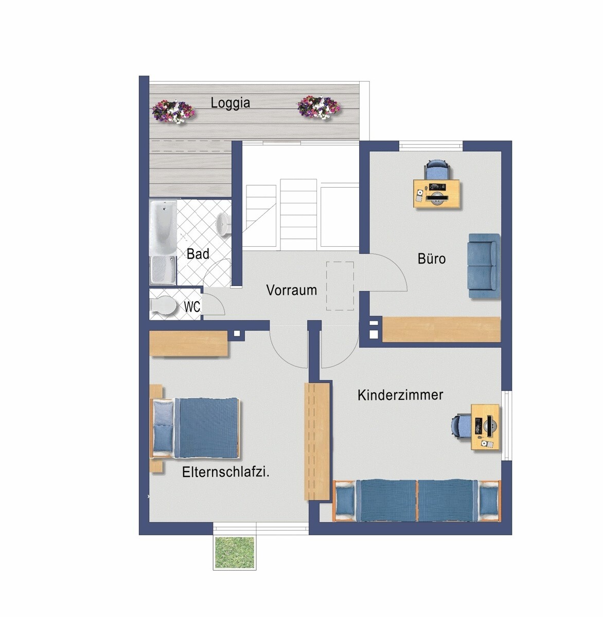 Grundriss Obergeschoss (nicht maßstabsgetreu)