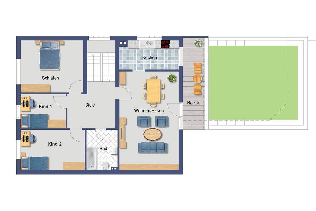 Grundriss Obergeschoss (Nicht maßstabsgetreu)