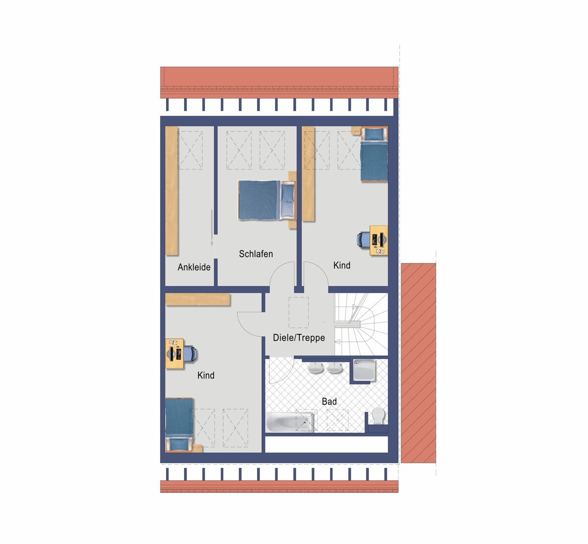 Grundriss Dachgeschoss rechts (Nicht maßstabsgetreu)