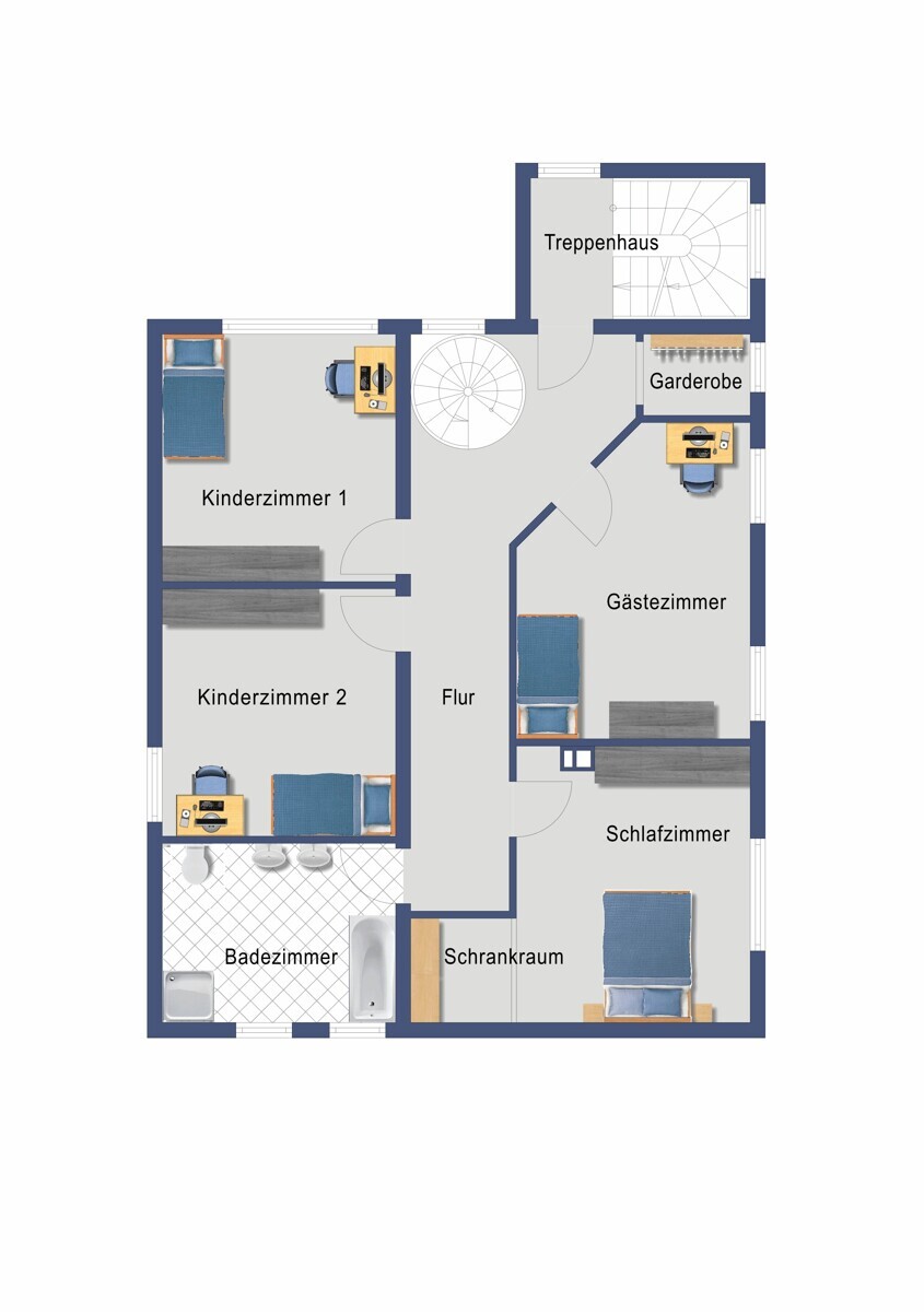 Grundriss Obergeschoss (Nicht maßstabsgetreu)