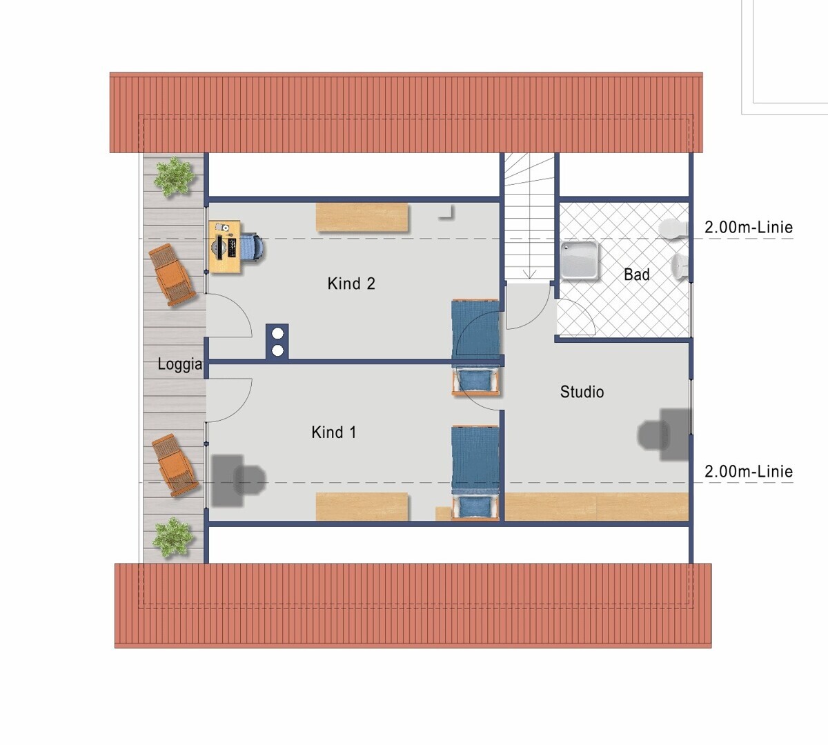 Grundriss Obergeschoss (Nicht maßstabsgetreu)