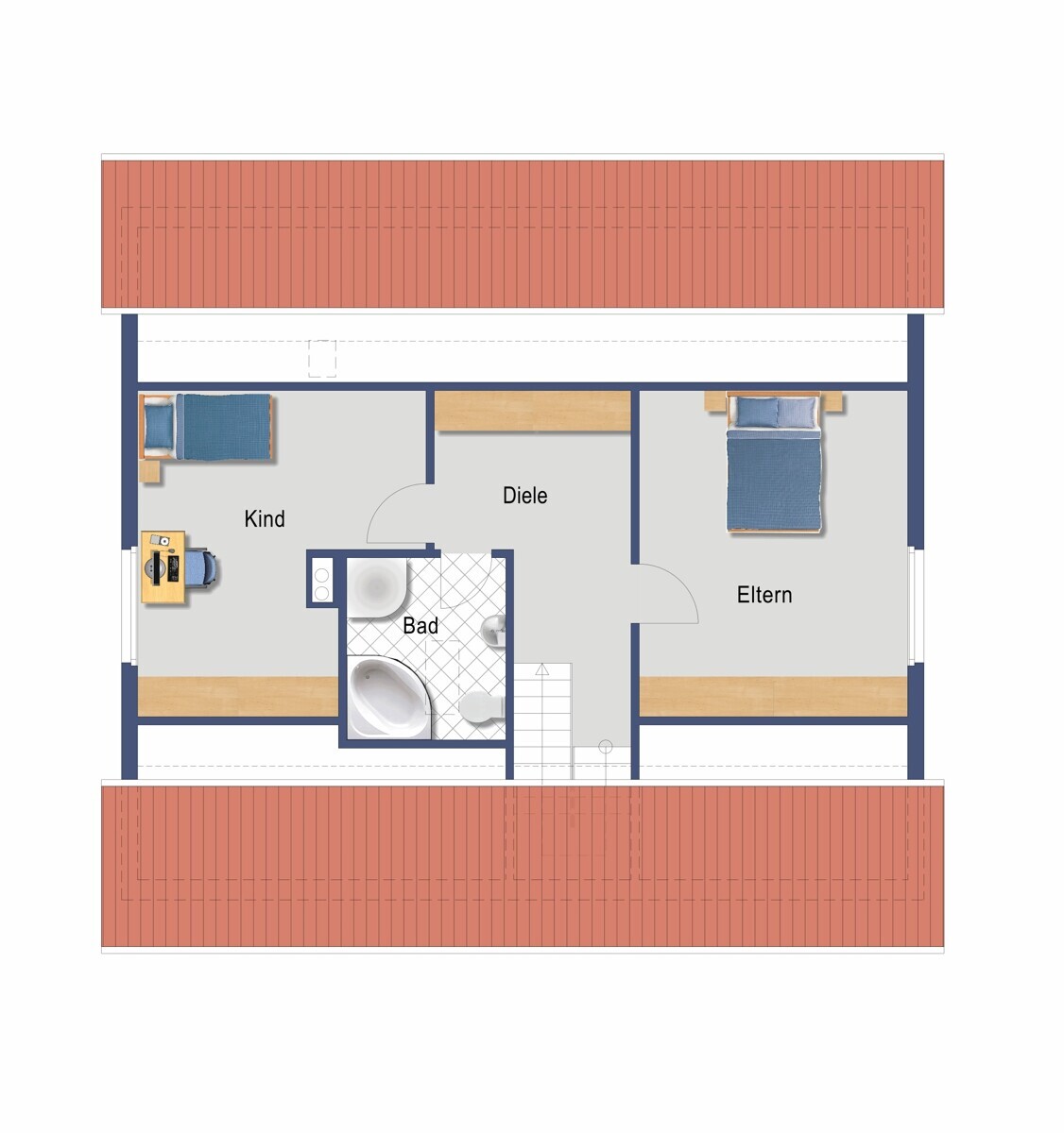 Grundriss Obergeschoss (Nicht maßstabsgetreu)