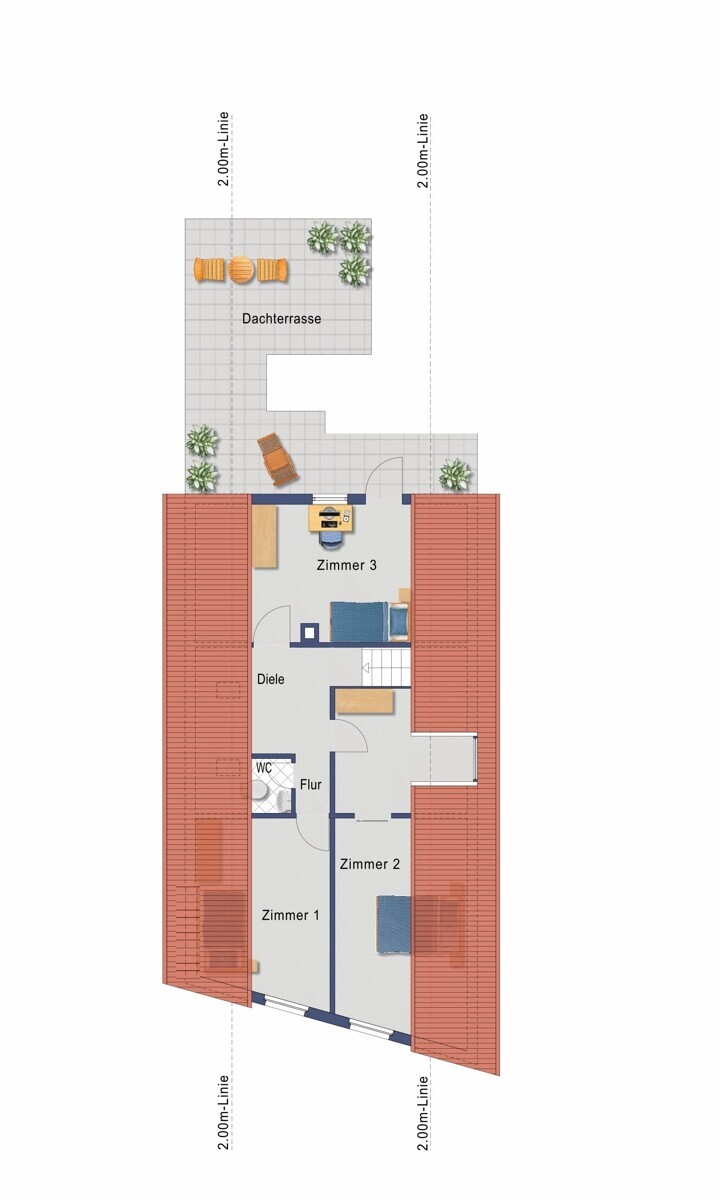 Grundriss Obergeschoss (Nicht maßstabsgetreu)