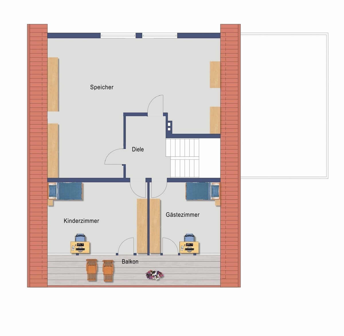 Grundriss Obergeschoss (Nicht maßstabsgetreu)