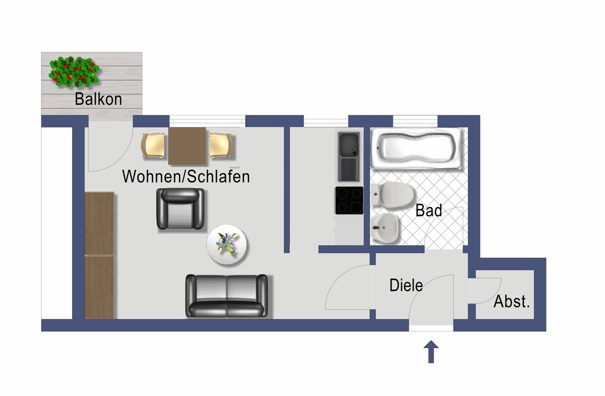 Grundriss (nicht maßstabsgetreu)