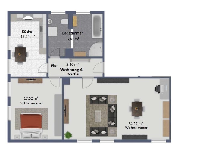 Grundriss Wohnung 1. OG rechts