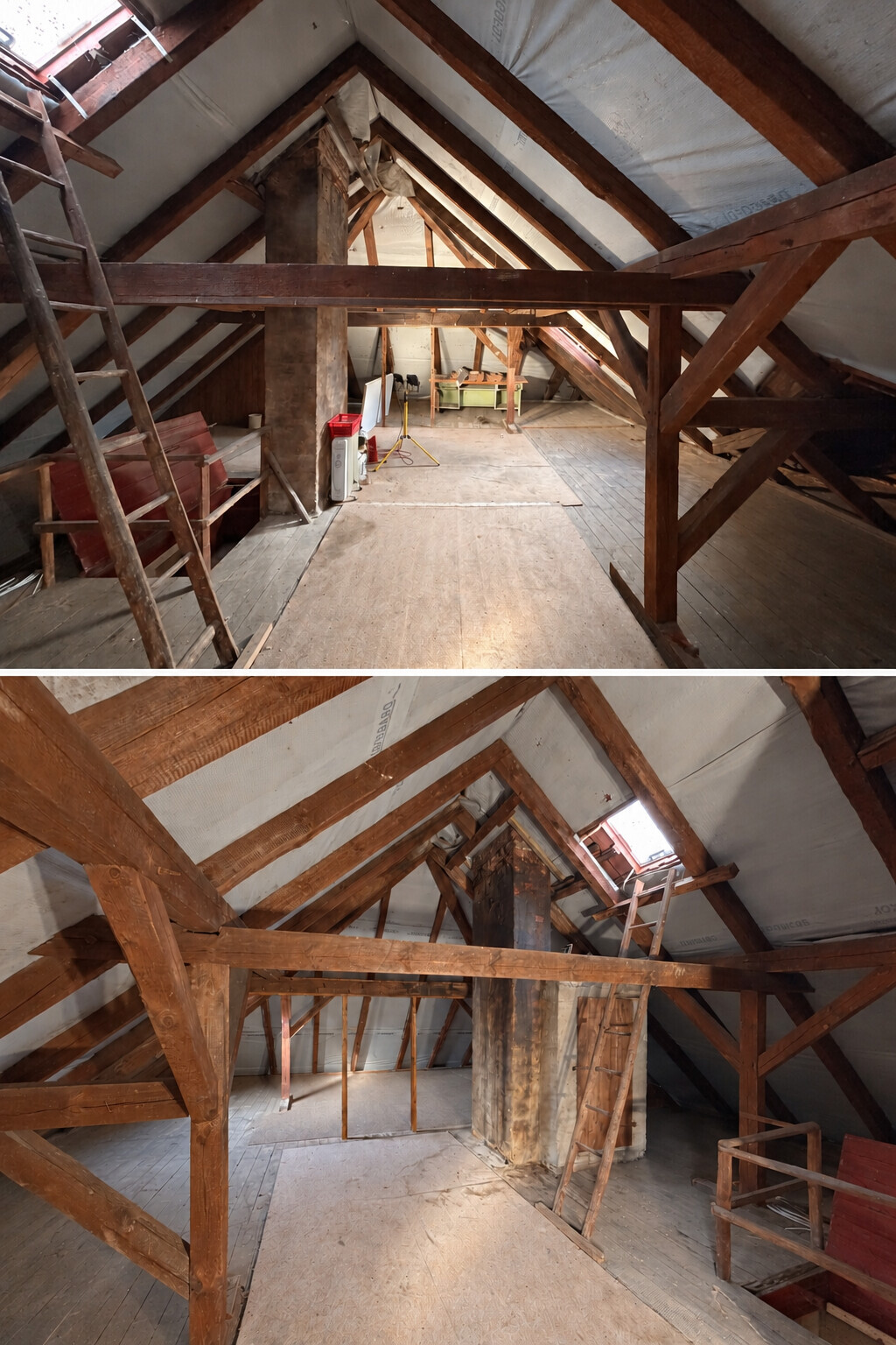 Unter dem Dach der Villa Bechstein - mit sichtbarem Holztragwerk