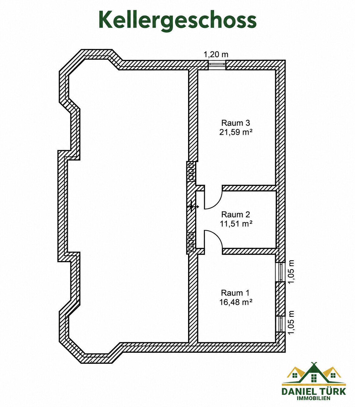 Etagenplan der Villa - Grundriss - Kellergeschoss