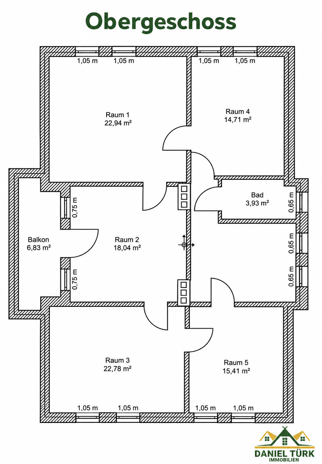 Etagenplan der Villa - Grundriss - Obergeschoss