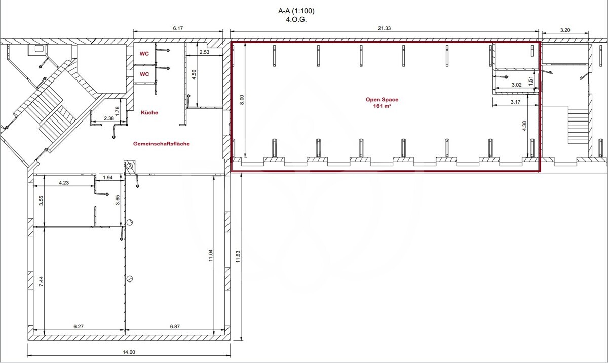 Grundriss Open Space und Gemeinschaft