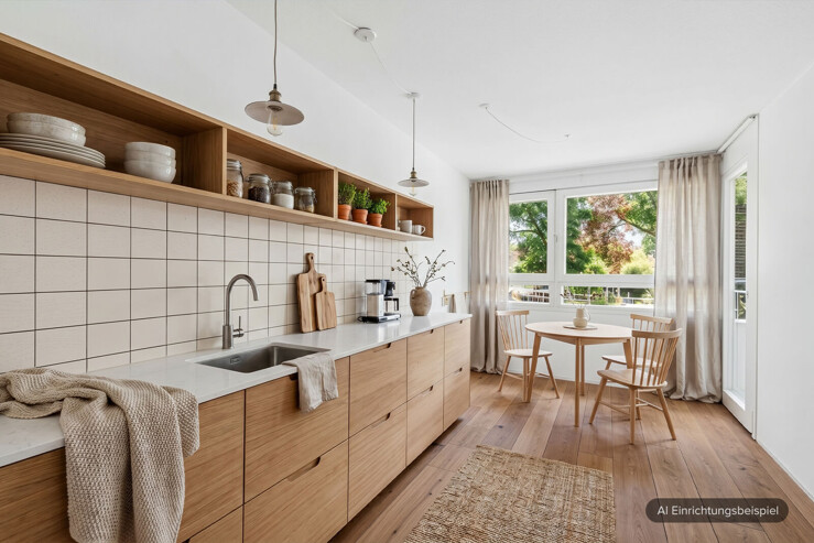 Wohnküche mit Balkon AI