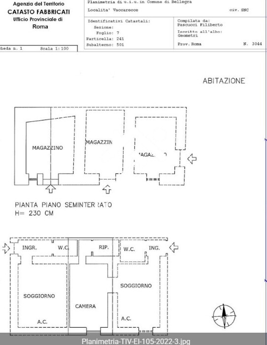 Immagine di ABITAZIONE DI TIPO POPOLARE 00030 BELLEGRA RM – BELLEGRA