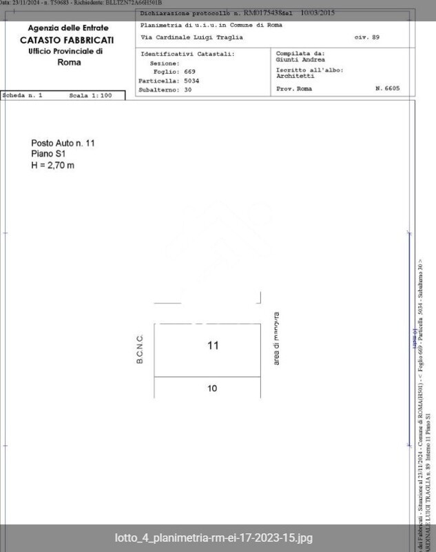 Immagine di APPARTAMENTO VIA CARDINALE LUIGI TRAGLIA – ROMA