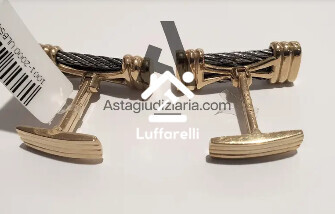 Preziosi – gemelli in oro giallo 18 kt e acciaio peso complessivo gr. 18,80 — foto 2