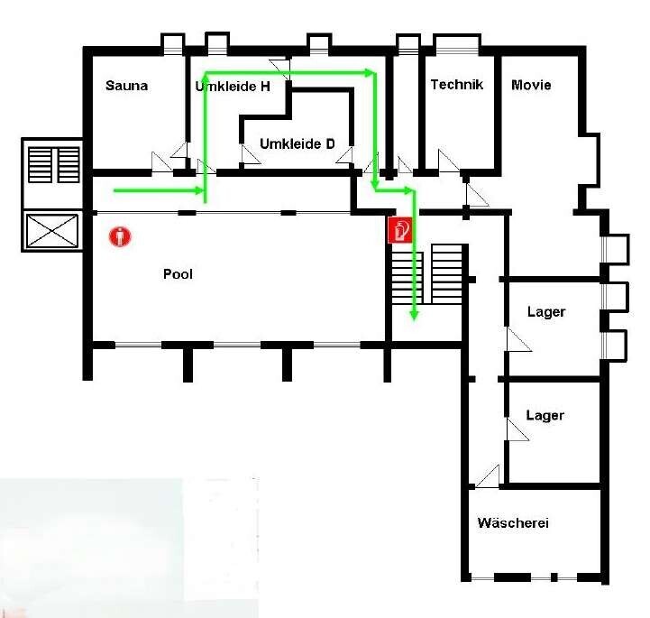 Plan EG/Souterrain Gästehaus
