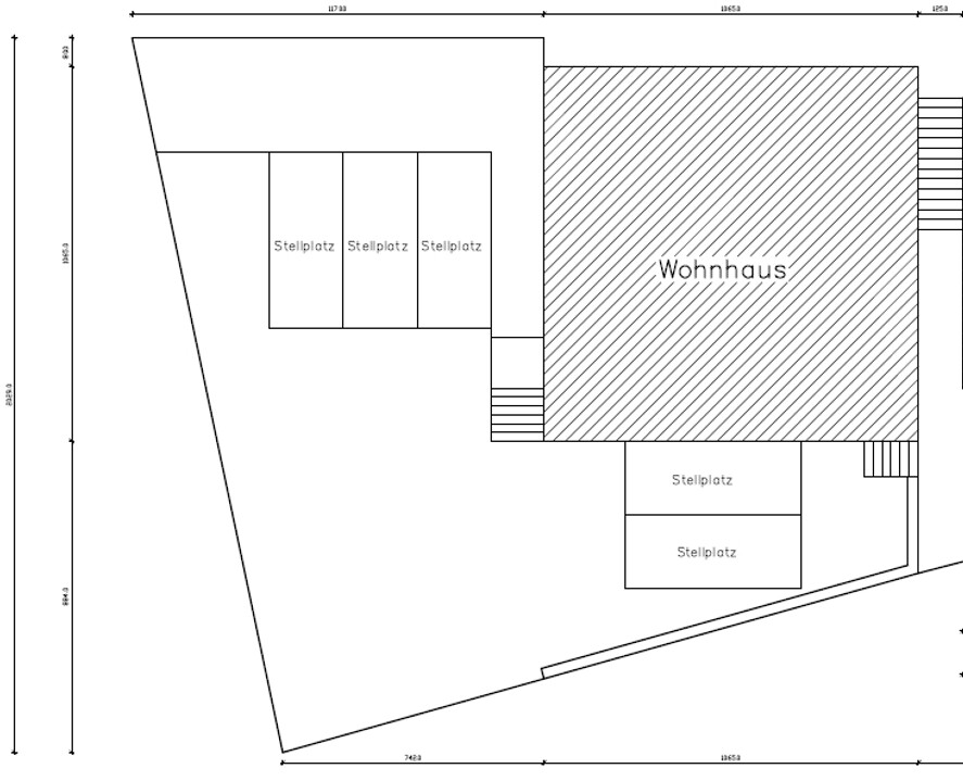Plan Wohnhaus und Freifläche