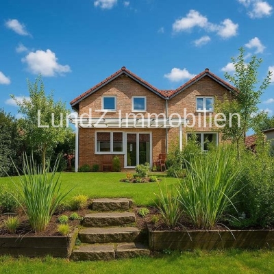 Rückansicht Haus mit garten