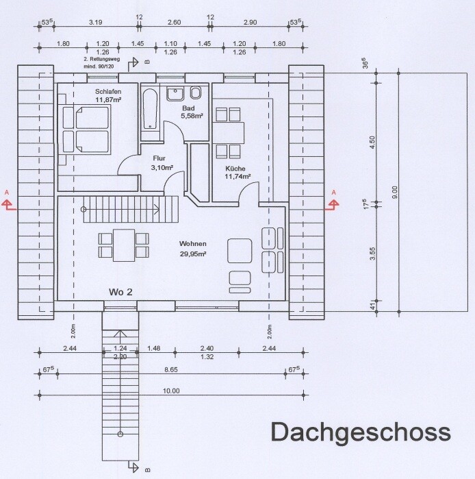 Grundriss Dachgechoss Haus hinten