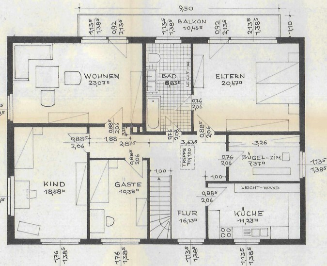 Grundriss Obergeschoss Haupthaus