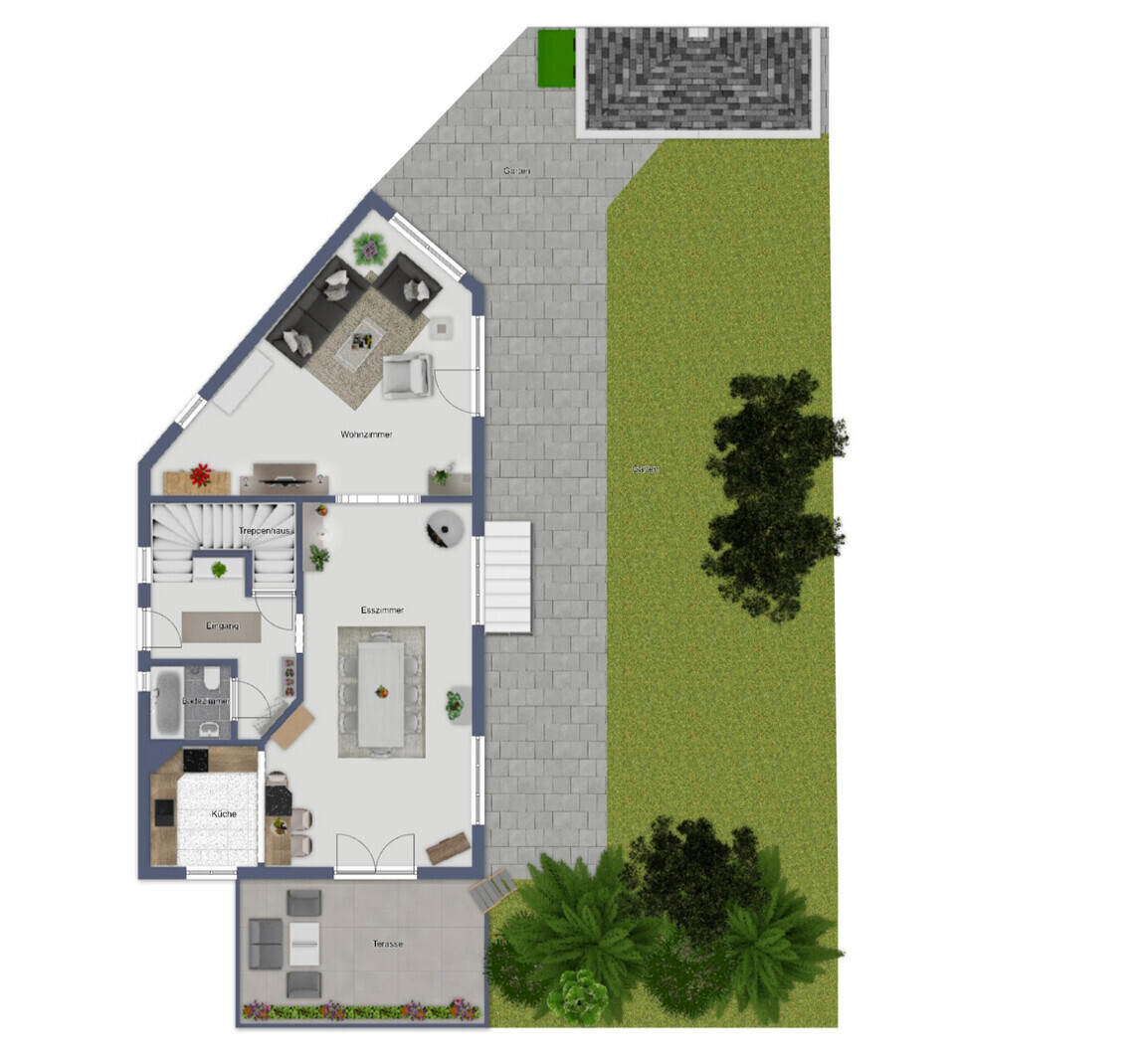 Grundriss mit Garten