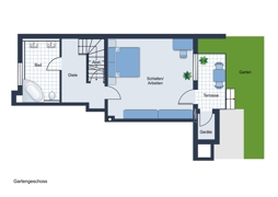 Visualisierung Gartengeschoss ohne Kellerräume
