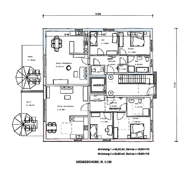 Grundriss Haus 2 Whg 1 und 2
