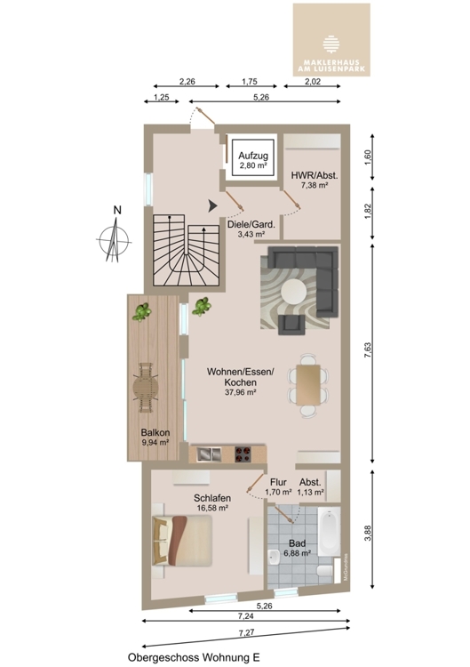 Grundriss Whg Nr. 15 OG Bestand