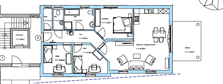 Grundriss Whg. 2 EG rechts
