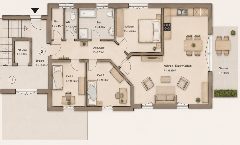 Grundriss EG Whg. Nr. 2